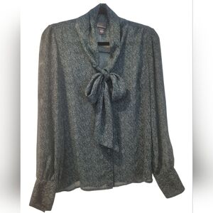 COVINGTON Vintage Tie Blouse Blue/Green Size Small